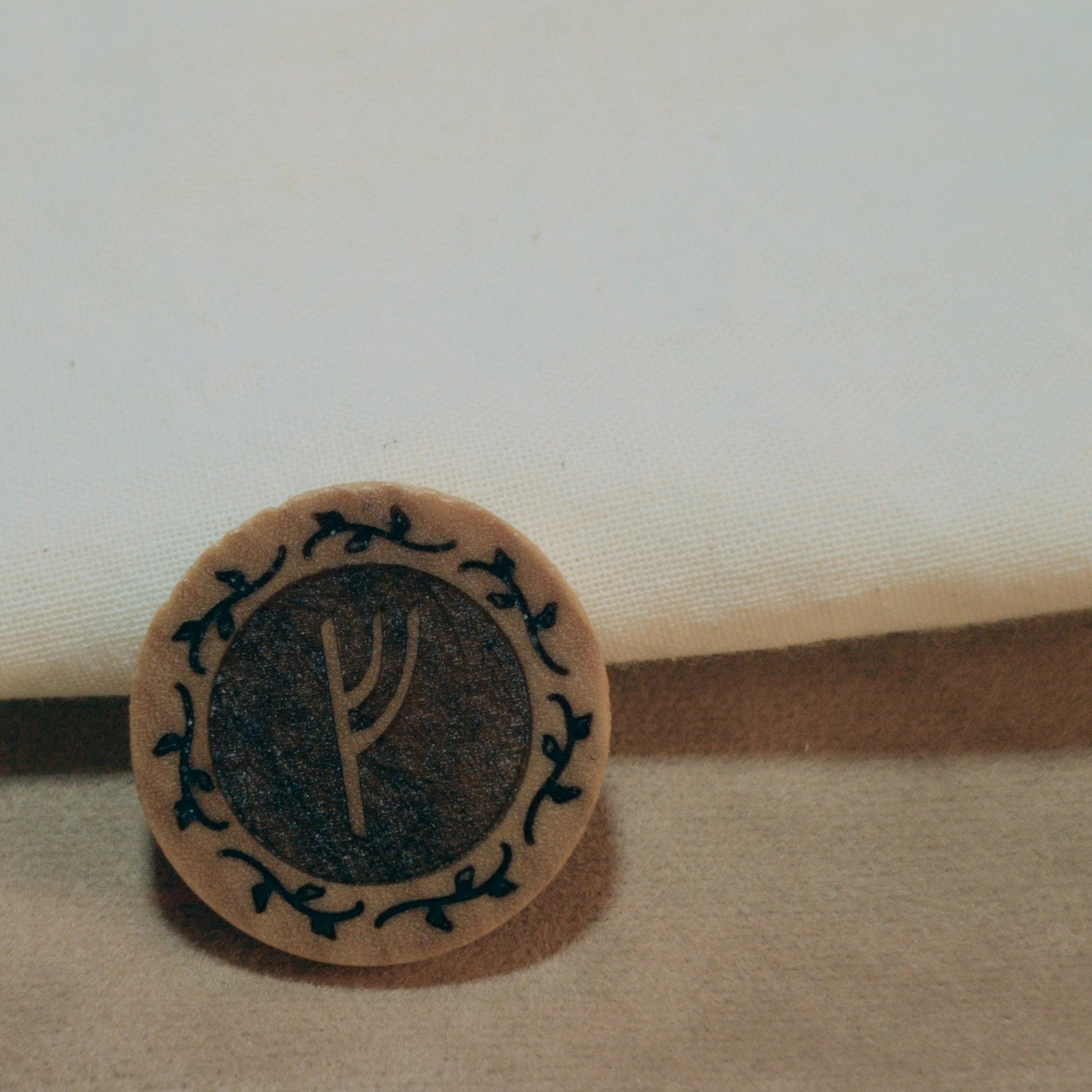 Our Vine Border paired with our Bowed Rune Style, Relief Engraving
Custom Elder Futhark Rune Sets, Made In Canada By True North Runes