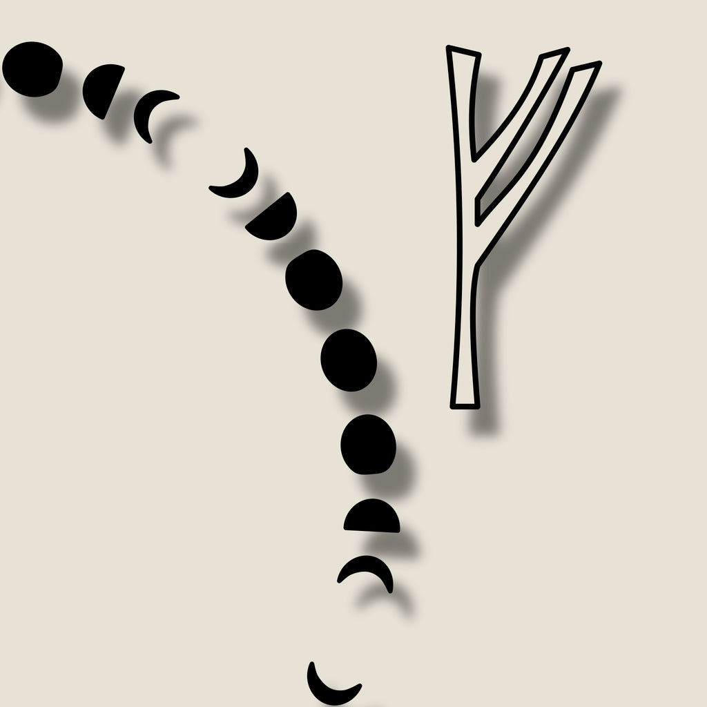 Our Lunar Phase Border paired with our Branch Rune Style
Custom Elder Futhark Rune Sets, Made In Canada By True North Runes