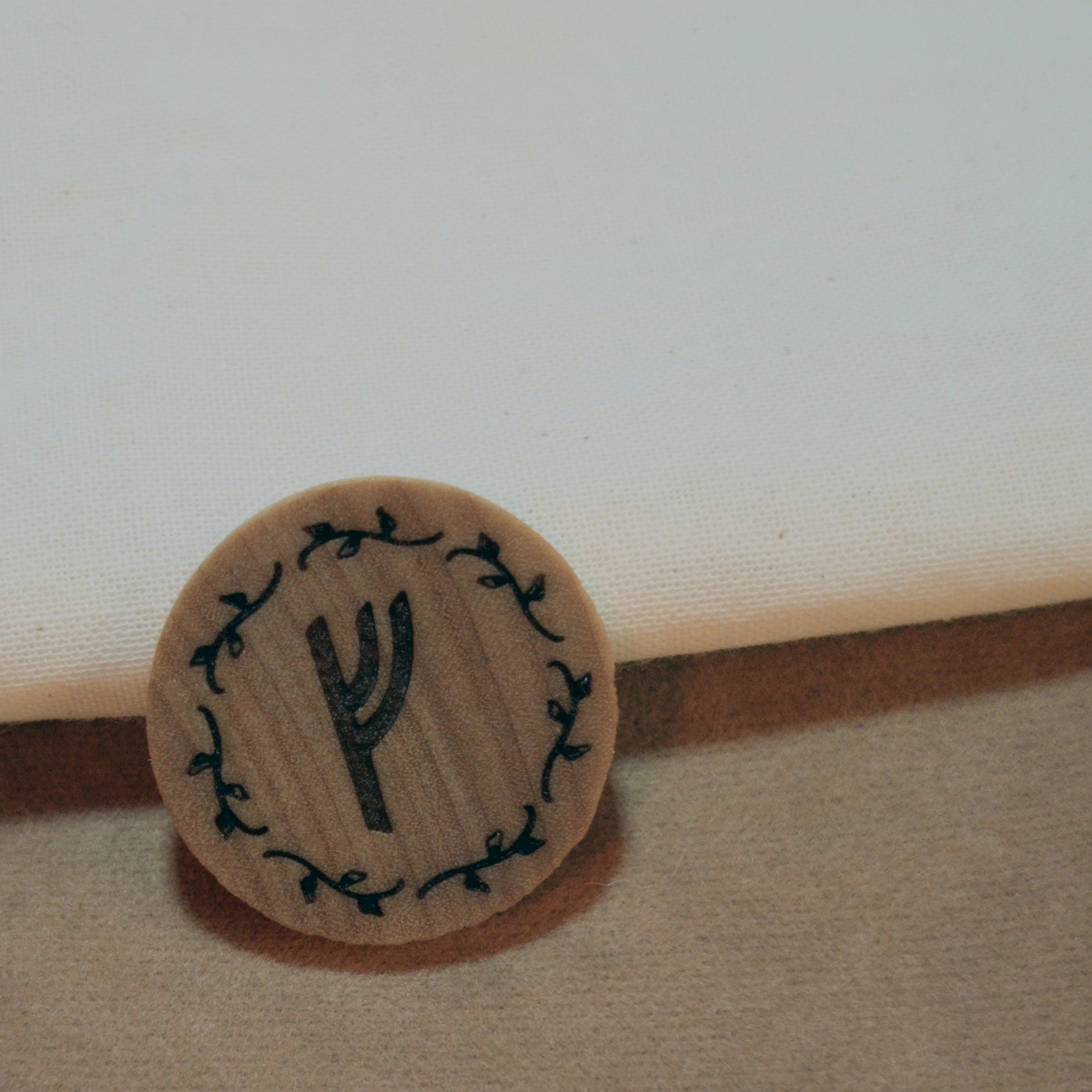Our Vine Border paired with our Bowed Rune Style, Inscribed Engraving
Custom Elder Futhark Rune Sets, Made In Canada By True North Runes