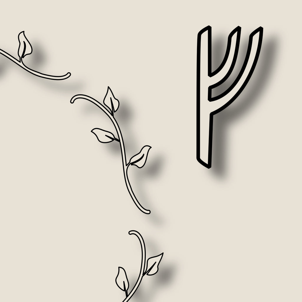 Our Vine Border paired with our Bowed Rune Style
Custom Elder Futhark Rune Sets, Made In Canada By True North Runes